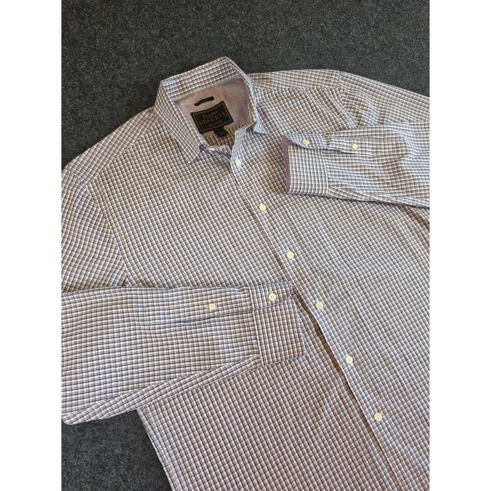 Jos A Bank Reserve Shirt Men's L Tailored Fit Plaid 100% Egyptian Cotton